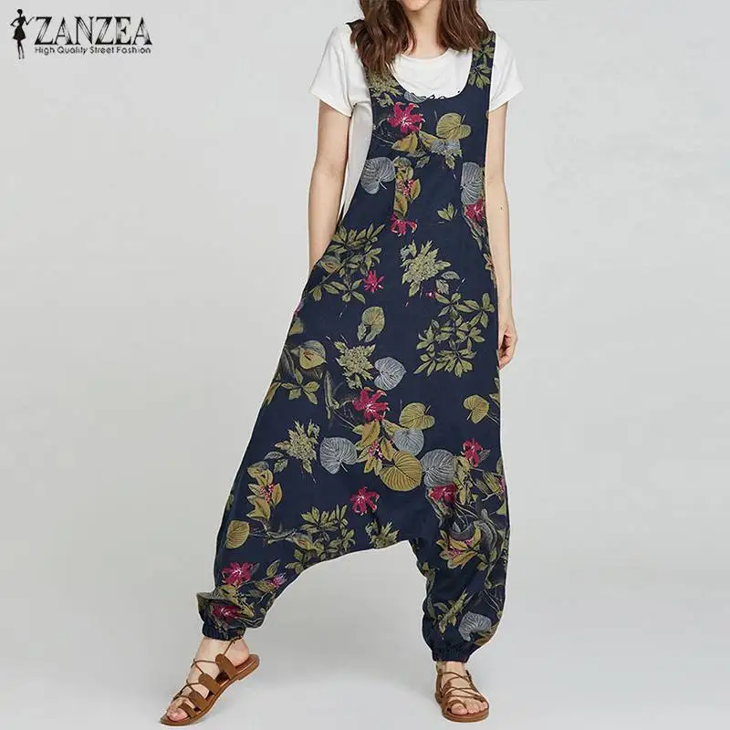 2019 Summer ZANZEA Rompers Womens Jumpsuit Vintage Floral Print Drop-Crotch Long Combinaison Femme Casual Baggy Ladies Jumpsuits
2019 Summer ZANZEA Rompers Womens Jumpsuit Vintage Floral Print Drop-Crotch Long Combinaison Femme Casual Baggy Ladies Jumpsuits