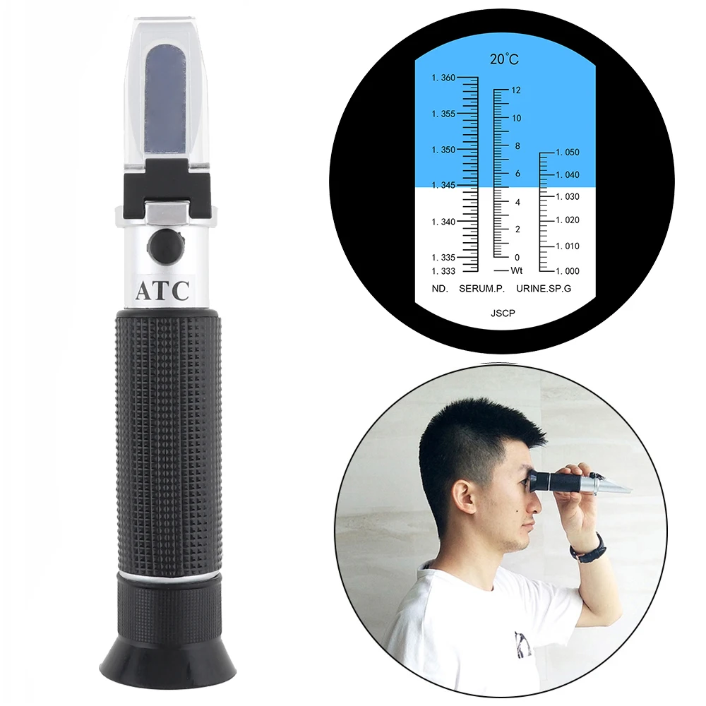3 In 1 Handheld 1.333-1.360 Refractive Index 0-12% Blood Albumin 1.000-1.050 Urine Specific Gravity Human Medical Refractometer
3 In 1 Handheld 1.333-1.360 Refractive Index 0-12% Blood Albumin 1.000-1.050 Urine Specific Gravity Human Medical Refractometer