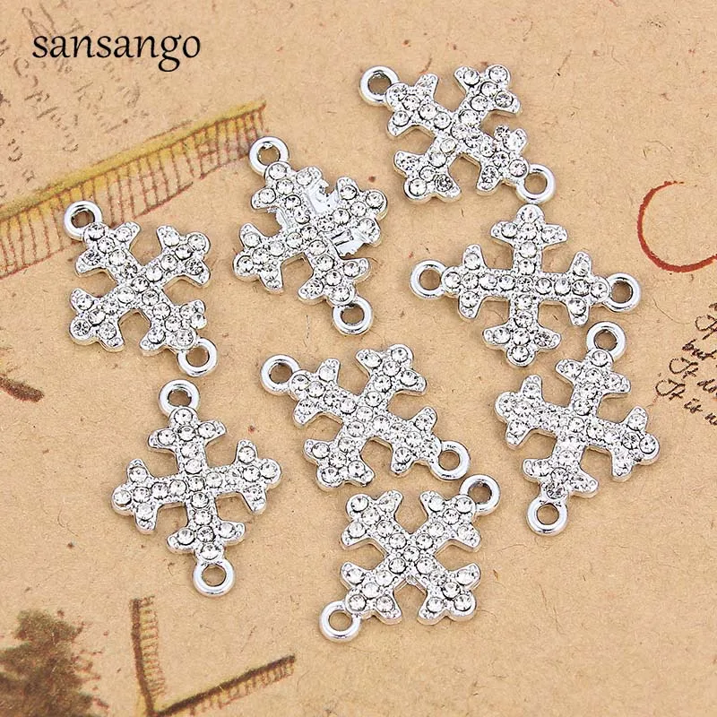 10 Pcs Silver Plated Alloy Crystal Cross Bracelets Charms Connectors For DIY Fashion Jewelry Making Necklace Earrings Components
10 Pcs Silver Plated Alloy Crystal Cross Bracelets Charms Connectors For DIY Fashion Jewelry Making Necklace Earrings Components