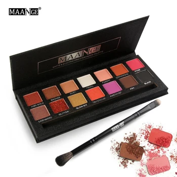 

MAANGE 14 Colors Eye Shadow Palette Shimmer Matte Pigment Eyeshadow Beauty Cosmetics Mineral Nude Glitter Eye Nude Makeup +Brush