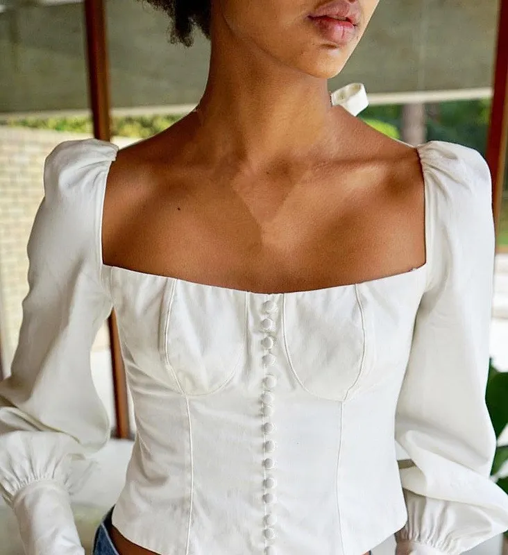 2019 Summer Women Sexy Lantern Sleeve Blouse Fashion Square Collar Shirts Button Solid Buttons Short Top
2019 Summer Women Sexy Lantern Sleeve Blouse Fashion Square Collar Shirts Button Solid Buttons Short Top