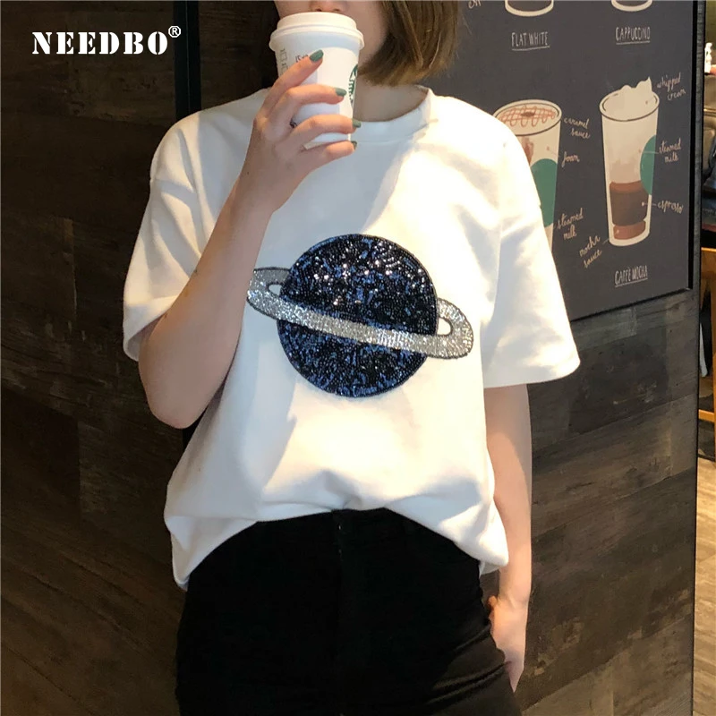 NEEDBO Summer T-shirt Women Black White Cotton Women Shirt Embroidery Casual Loose Tshirts For Women O-neck T Shirt New
NEEDBO Summer T-shirt Women Black White Cotton Women Shirt Embroidery Casual Loose Tshirts For Women O-neck T Shirt New