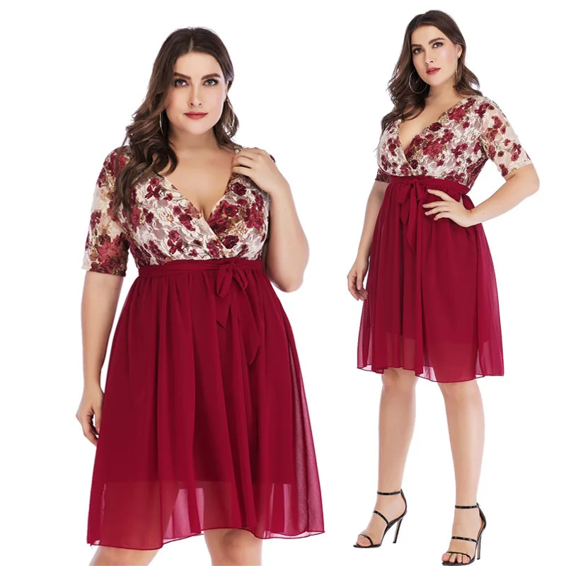 2019 Spring New Sexy V Lead Lace Printing Dress Plus Size Women Dresses Woman Summer Sundress XL XXL XXXL 4XL 5XL
2019 Spring New Sexy V Lead Lace Printing Dress Plus Size Women Dresses Woman Summer Sundress XL XXL XXXL 4XL 5XL