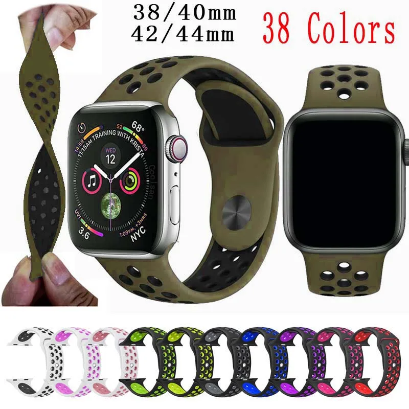 Silicone strap for iWatch Apple Watch band hole Replacement Strap for Apple watch series 2 3 4 Strap 40mm 44MM 38/42MM Bracelet
Silicone strap for iWatch Apple Watch band hole Replacement Strap for Apple watch series 2 3 4 Strap 40mm 44MM 38/42MM Bracelet