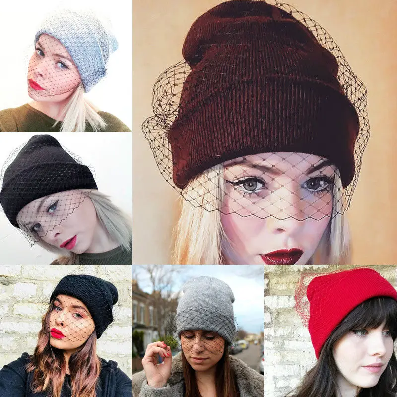 Women Girls Fashion Winter Warm Retro Ski knit veil Mesh net Hats Beanie Cap Party Hats
Women Girls Fashion Winter Warm Retro Ski knit veil Mesh net Hats Beanie Cap Party Hats