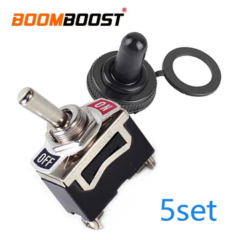 

5Set SPST Rubber 15A 250V ON/OFF For Car Yacht Tractor Boat 2Pin Waterproof Boot Rocker Toggle Switch Screw Terminals Heavy Duty