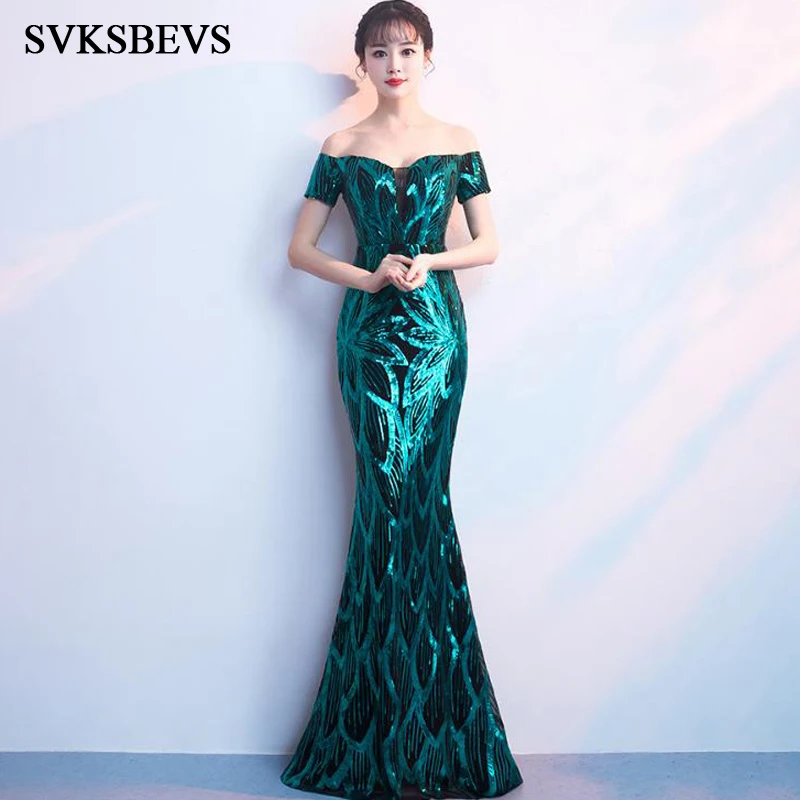 SVKSBEVS 2019 Elegant Slash Neck Mermaid Sequined Long Dresses Party Off The Shoulder Short Sleeve Backless Maxi Dress
SVKSBEVS 2019 Elegant Slash Neck Mermaid Sequined Long Dresses Party Off The Shoulder Short Sleeve Backless Maxi Dress