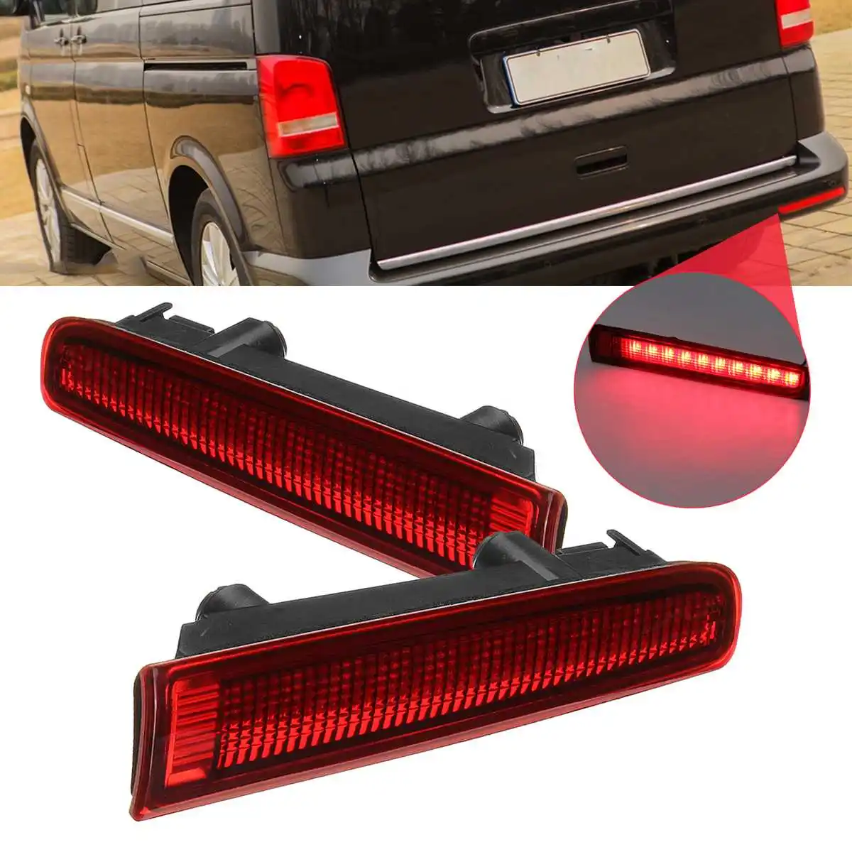 2pcs for VW T5 T6 Brake Light Left & Right Barn Door High Level Third Brake Light Plastic Red Rear Bumper Reflector 2003-2016
2pcs for VW T5 T6 Brake Light Left & Right Barn Door High Level Third Brake Light Plastic Red Rear Bumper Reflector 2003-2016