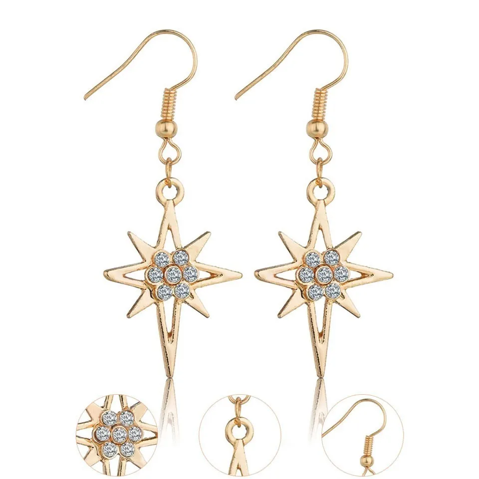 Women Gold Fashion Drop Earrings Star With Rhinestone Trendy Jewelry Female Drop Earrings Handmade Earring Jewelry Gifts
Women Gold Fashion Drop Earrings Star With Rhinestone Trendy Jewelry Female Drop Earrings Handmade Earring Jewelry Gifts