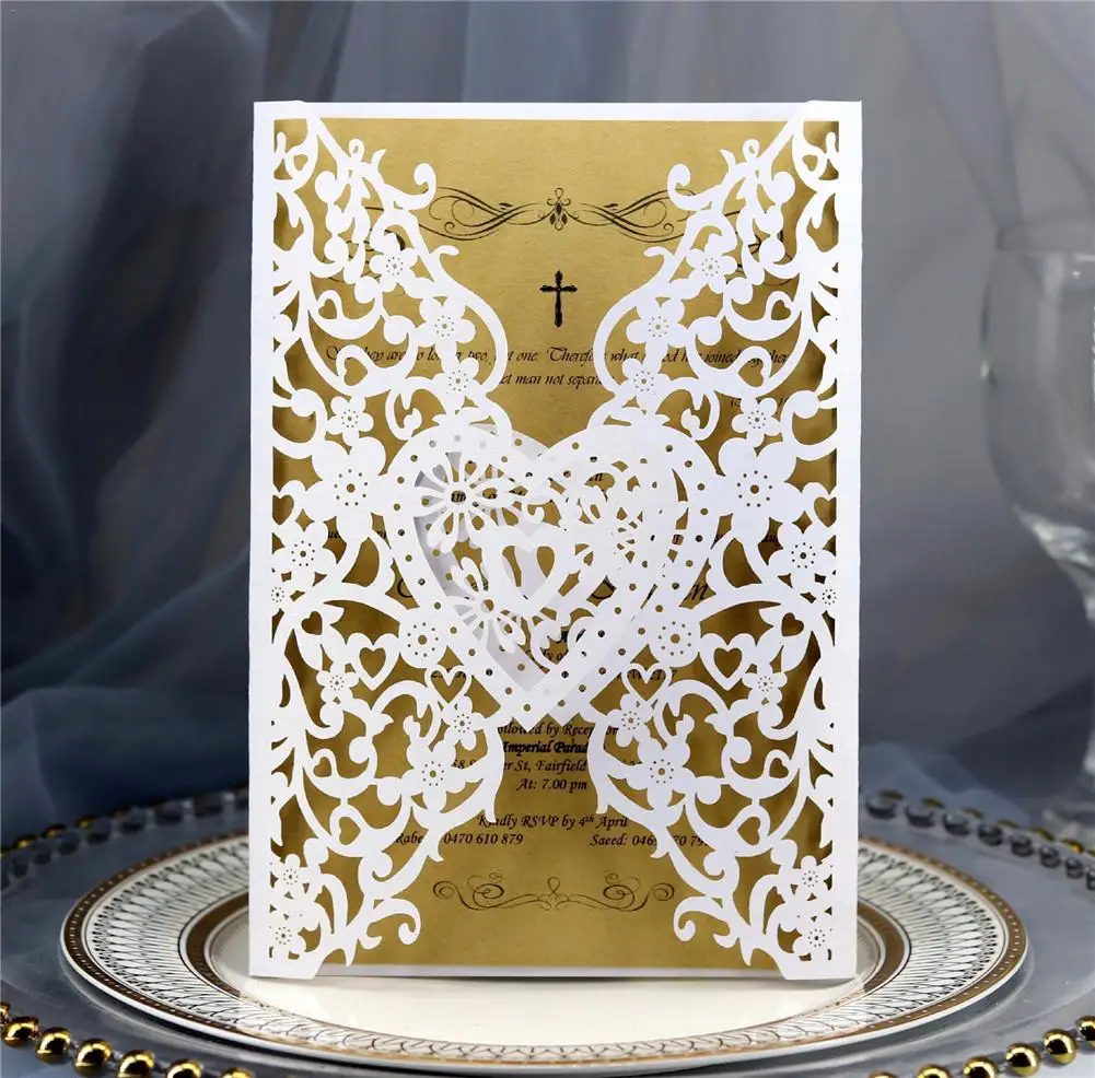 10pcs Gold White Sliver Laser Cut Luxury Flora Wedding Invitations Card Elegant Lace Favor Print Envelopes Wedding Party Decorat
10pcs Gold White Sliver Laser Cut Luxury Flora Wedding Invitations Card Elegant Lace Favor Print Envelopes Wedding Party Decorat