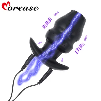 

Morease Electric Shock Hollow Silicone Anal Plug Outer Wear Dilated Anus To Spy On Vibrating Enema Cleaning Tool Sex Toy Product