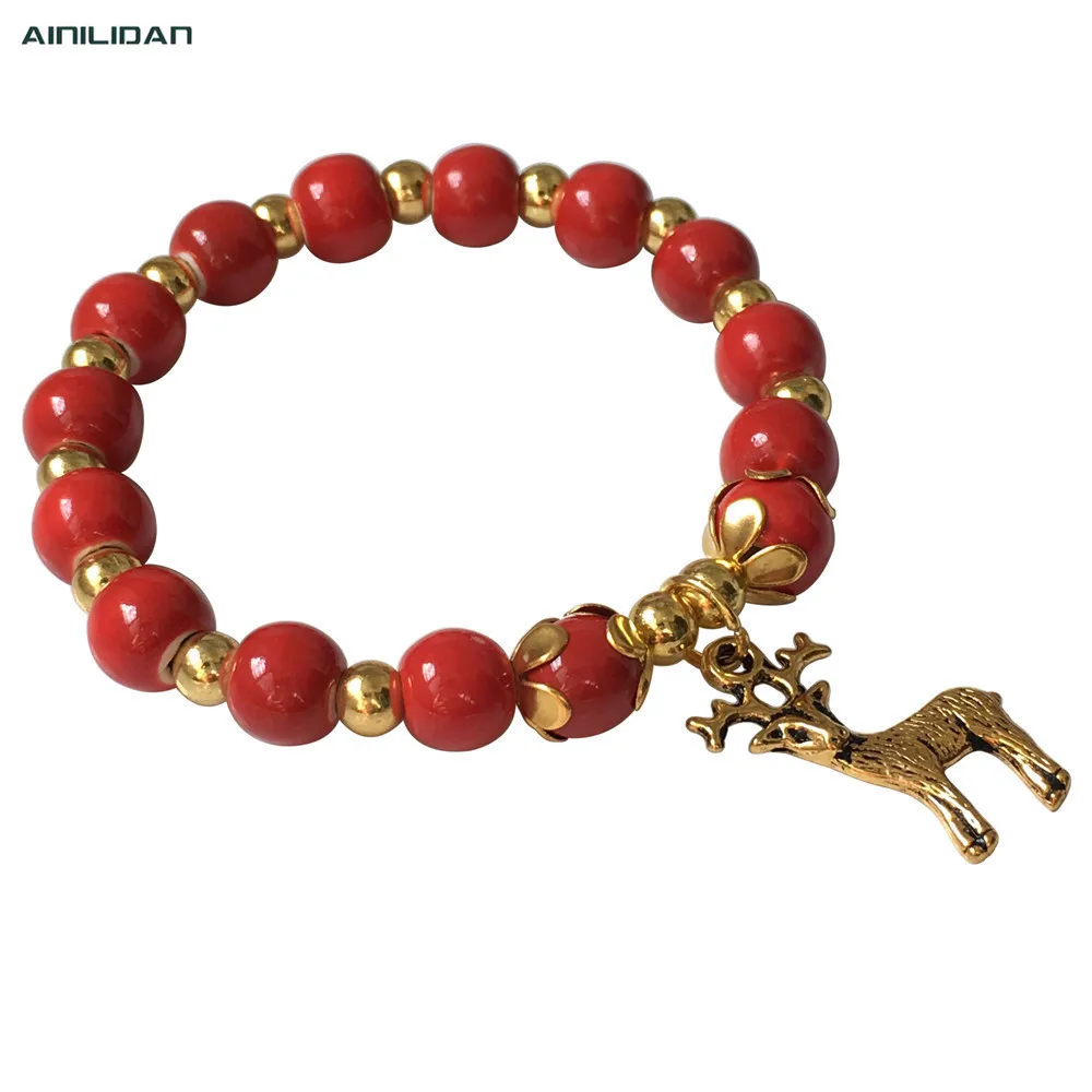 New Pattern Handmade Fashion Ceramics Beaded Bracelets Vintage Gold Color Deer Elk Charm Braclets Christmas Gift For Women Girl
New Pattern Handmade Fashion Ceramics Beaded Bracelets Vintage Gold Color Deer Elk Charm Braclets Christmas Gift For Women Girl