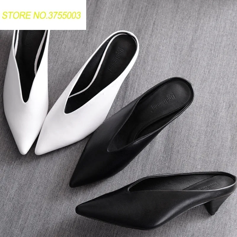 2018 Summer New Point Toe Genuine Leather Slip on Slingbacks Med Heels Concise Women Pumps High Quality Lady Party Sandals Shoes
2018 Summer New Point Toe Genuine Leather Slip on Slingbacks Med Heels Concise Women Pumps High Quality Lady Party Sandals Shoes