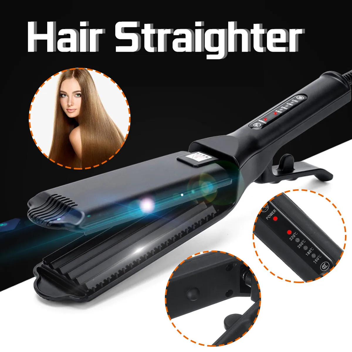 40mm Professional Dry Wet Hair Straightener Four Speed Temperature Control Tourmaline Ceramic Corn Clip Straightening Iron
40mm Professional Dry Wet Hair Straightener Four Speed Temperature Control Tourmaline Ceramic Corn Clip Straightening Iron