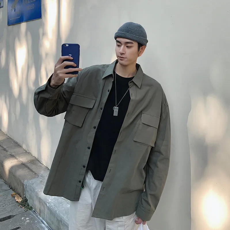 2019 Men's Pocket Decorate Solid Color Long Sleeve Coats Fashion Cotton Clothing Brand French Cuff green men shirt New Arrivals
2019 Men's Pocket Decorate Solid Color Long Sleeve Coats Fashion Cotton Clothing Brand French Cuff green men shirt New Arrivals