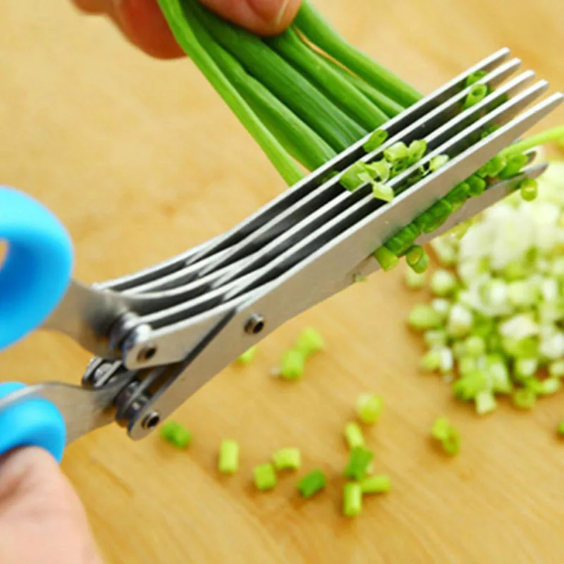 Shredded Knives Stainless Steel Scallion Scissors Cut Herb Spices Tools Cooking Accessories 5 Layers Blade Kitchen Gadgets
Shredded Knives Stainless Steel Scallion Scissors Cut Herb Spices Tools Cooking Accessories 5 Layers Blade Kitchen Gadgets