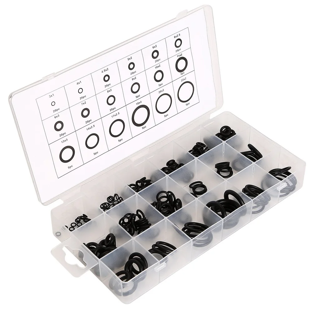 225 in 1 Case Black Rubber O Ring Assortment Washer Gasket Sealing O-Ring Kit 18 Different Size Total 225 Pcs
225 in 1 Case Black Rubber O Ring Assortment Washer Gasket Sealing O-Ring Kit 18 Different Size Total 225 Pcs