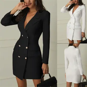 2019 New Fashion Womens Double Breasted Pocket Suit Blazer Spring Autumn Women Long Jackets Elegant Long Sleeve Blazer Outerwear
2019 New Fashion Womens Double Breasted Pocket Suit Blazer Spring Autumn Women Long Jackets Elegant Long Sleeve Blazer Outerwear