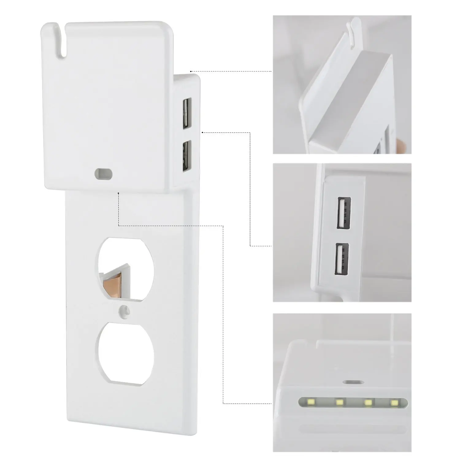 LUSTREON USB Light Sensor LED Night Light Outlet Wall Plate Cover Light AC110-125V Duplex Decor Nightlight for Light Switches
LUSTREON USB Light Sensor LED Night Light Outlet Wall Plate Cover Light AC110-125V Duplex Decor Nightlight for Light Switches