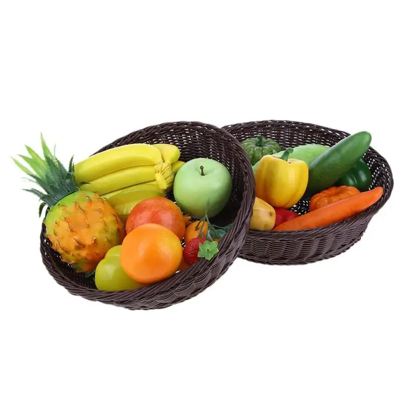 Storage Basket Round Woven Wicker Basket Iron Frame Imitation Rattan Bread Food Fruit Vegetables Container Food Display Holder
Storage Basket Round Woven Wicker Basket Iron Frame Imitation Rattan Bread Food Fruit Vegetables Container Food Display Holder