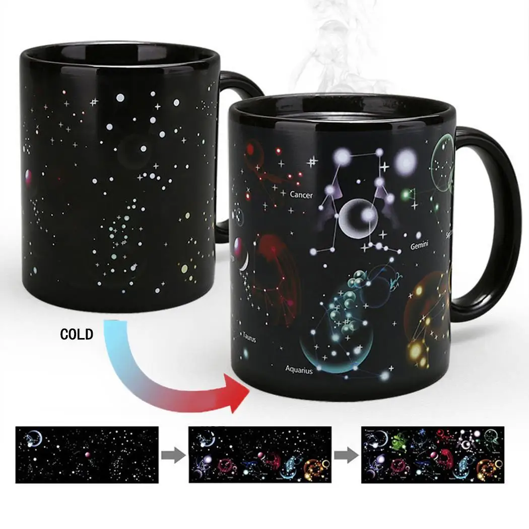Creative Tea Coffee Water Heat Sensitive 385ML 70C, 158F Black Zodiac Color Changing Mug Color Change Mug Creative cups Surprise
Creative Tea Coffee Water Heat Sensitive 385ML 70C, 158F Black Zodiac Color Changing Mug Color Change Mug Creative cups Surprise