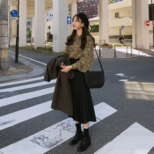 plaid Women Skirts thick black new Autumn Spring New Knee Length Skirt Female Vintage Suede Skirts Jupe Femme Faldas Mujer
plaid Women Skirts thick black new Autumn Spring New Knee Length Skirt Female Vintage Suede Skirts Jupe Femme Faldas Mujer