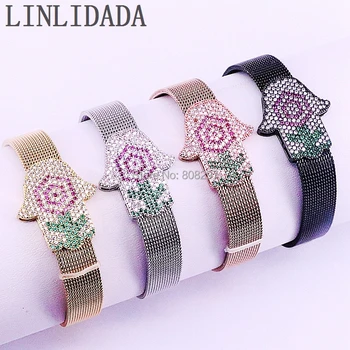 5Pcs New Arrival CZ Hamsa Hand Charms Women Bracelets, Cubic Zirconia Pave adjust size stainless steel Bangle/ Bracelet
5Pcs New Arrival CZ Hamsa Hand Charms Women Bracelets, Cubic Zirconia Pave adjust size stainless steel Bangle/ Bracelet