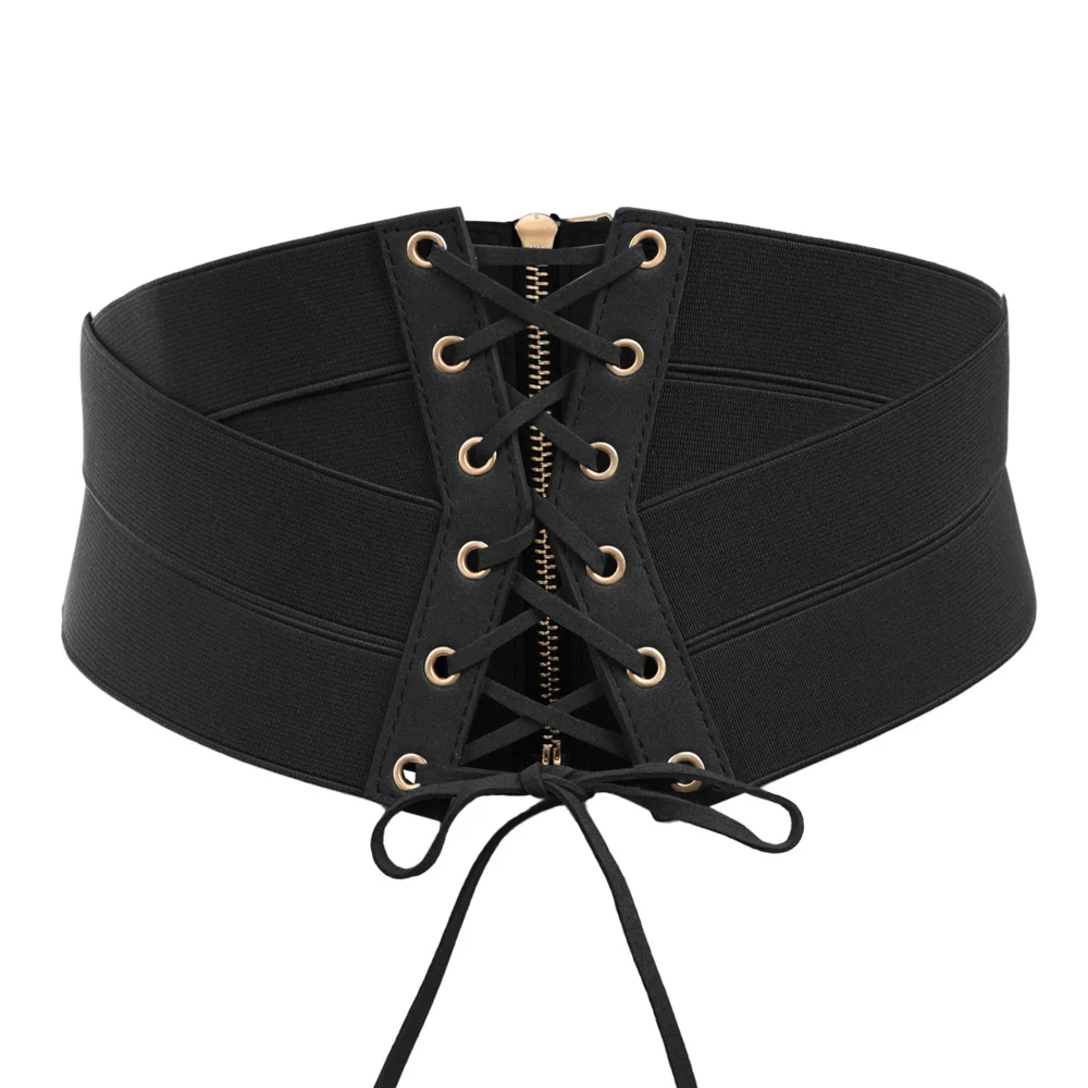New solid Women belts Ladies Retro Vintage Corset lacing style Metal zipper back Elastic Stretch Cincher Waist Belt Waistband
New solid Women belts Ladies Retro Vintage Corset lacing style Metal zipper back Elastic Stretch Cincher Waist Belt Waistband