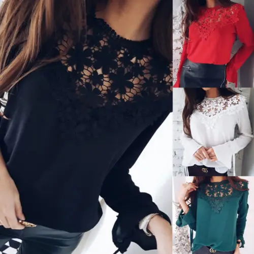 Fashion Autumn Women Chiffon Blouses Long Sleeve Ladies Solid Loose Pullovers Tops Blauses O Neck Hollow Girl Blouse 2019
Fashion Autumn Women Chiffon Blouses Long Sleeve Ladies Solid Loose Pullovers Tops Blauses O Neck Hollow Girl Blouse 2019