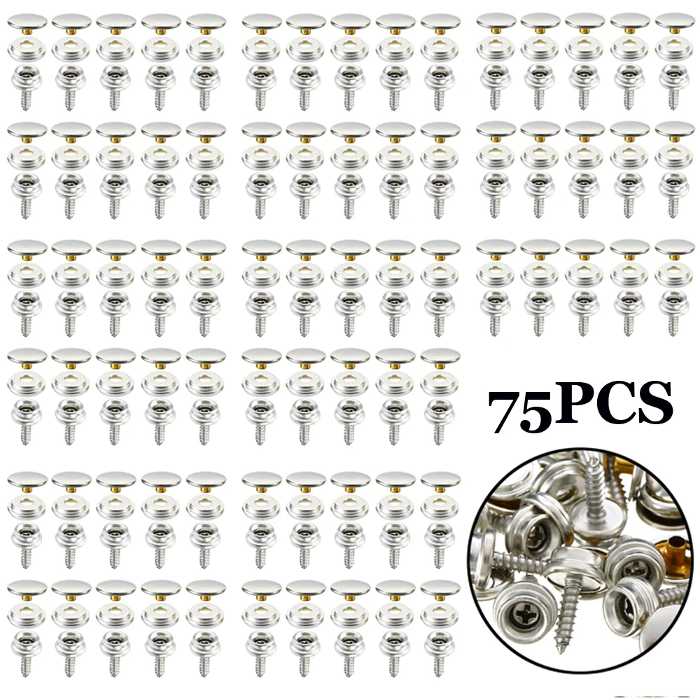 75PCS/Set Snap Fastener Stainless Canvas Cap Screw For Tent Boat Marine Snap Fastener Sockets Buttons Self-tapping Screw Stud
75PCS/Set Snap Fastener Stainless Canvas Cap Screw For Tent Boat Marine Snap Fastener Sockets Buttons Self-tapping Screw Stud