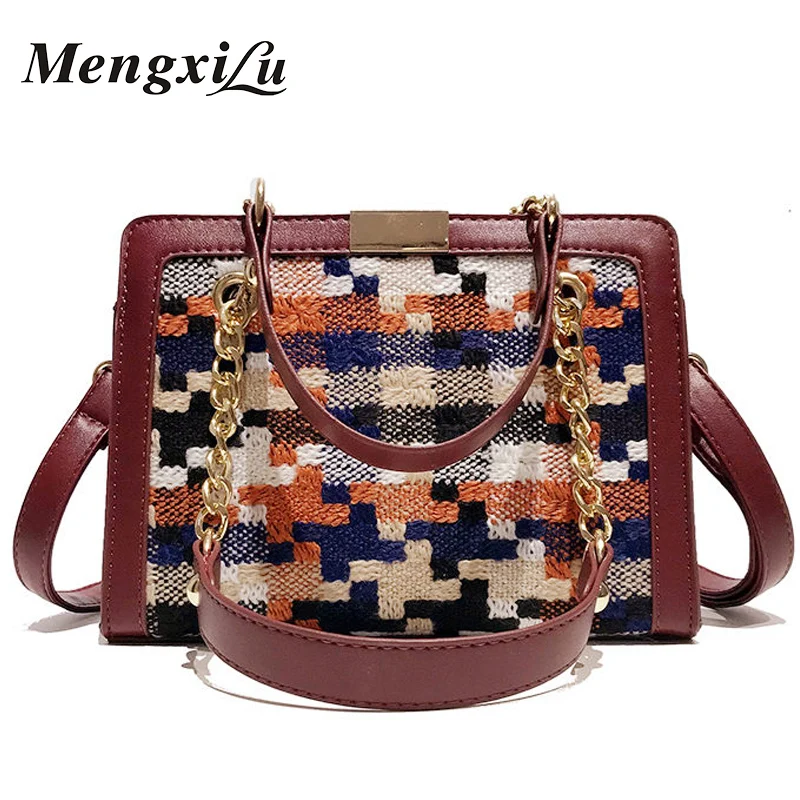 Fashion Patchwork Women Handbags Leather Wool Shoulder Bags Ladies Chain Top-handle One-shoulder Strap Crossbody Bags Sac A Main
Fashion Patchwork Women Handbags Leather Wool Shoulder Bags Ladies Chain Top-handle One-shoulder Strap Crossbody Bags Sac A Main