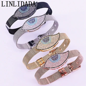 5Pcs Fashion cubic zircon Micro Pave Eyes Connector Charm stainless steel watch belt bangle, Men Women Bracelet Jewelry BW01
5Pcs Fashion cubic zircon Micro Pave Eyes Connector Charm stainless steel watch belt bangle, Men Women Bracelet Jewelry BW01