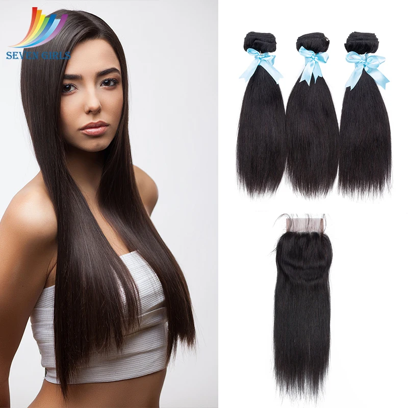 Sevengirls Peruvian Natural Color Straight 100% Virgin Human Hair 3Bundles With 4*4 Lace Closure Raw Hair For Women
Sevengirls Peruvian Natural Color Straight 100% Virgin Human Hair 3Bundles With 4*4 Lace Closure Raw Hair For Women