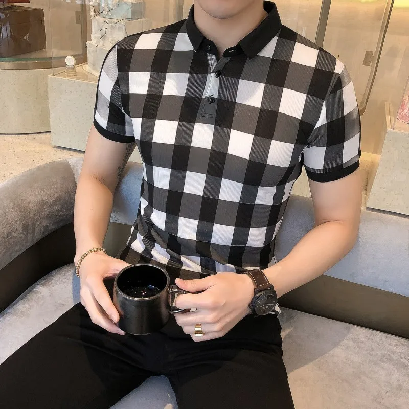 Casual Plaid Printing Polo Homme Turn Down Collar Summer Polo Shirt Men Fashion 2019 ClassicMale Short Sleeve Polos Shirts
Casual Plaid Printing Polo Homme Turn Down Collar Summer Polo Shirt Men Fashion 2019 ClassicMale Short Sleeve Polos Shirts