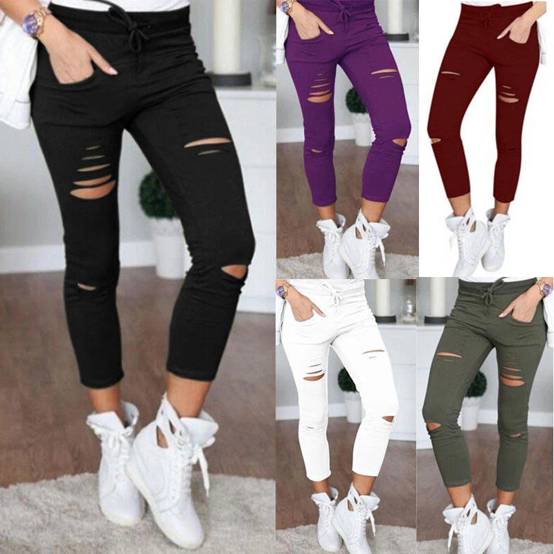 Women Skinny Ripped Holes Jeans Pants Stretch Slim Trousers Women High Waist Elastic Casual Lady Capris Women Pencil Pants
Women Skinny Ripped Holes Jeans Pants Stretch Slim Trousers Women High Waist Elastic Casual Lady Capris Women Pencil Pants
