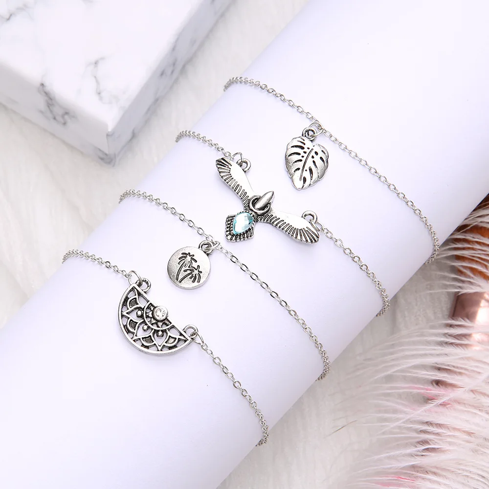 Fashion and personality Bohemia eagle coconut palm leaves semicircle bracelet four-piece female bracelet wholesale
Fashion and personality Bohemia eagle coconut palm leaves semicircle bracelet four-piece female bracelet wholesale