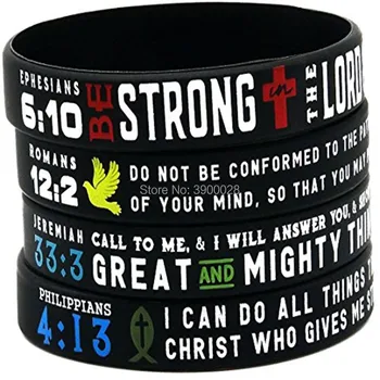 100pcs Power of Faith Bible Verse Roman Philippians JEREMIAH EPHESIANS Silicone Bracelet wristband Christian Religious Gifts
100pcs Power of Faith Bible Verse Roman Philippians JEREMIAH EPHESIANS Silicone Bracelet wristband Christian Religious Gifts