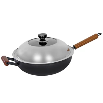 Traditional cooker pot without coating flat bottom non stick cooker frying pan wok wood handle stainless steel lid cover
Traditional cooker pot without coating flat bottom non stick cooker frying pan wok wood handle stainless steel lid cover
