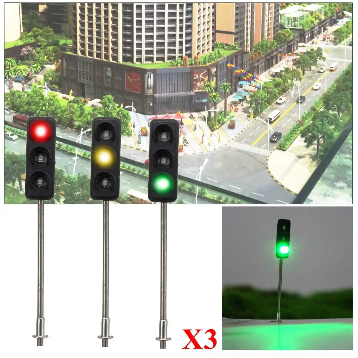 3Pcs Construction HO / OO Model 3-Light Traffic Lights Signal LED Circuit Model 50mm DIY for Architecture Street Train Railway
3Pcs Construction HO / OO Model 3-Light Traffic Lights Signal LED Circuit Model 50mm DIY for Architecture Street Train Railway