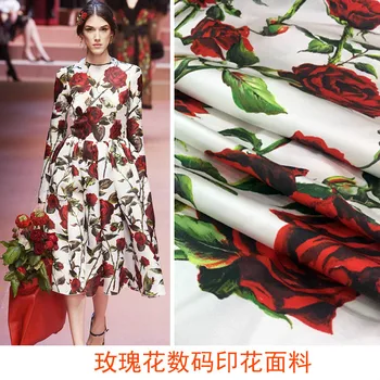 New women's rose pattern printed cloth 100% polyester dress shirt trousers high-end fashion fabric factory direct sales
New women's rose pattern printed cloth 100% polyester dress shirt trousers high-end fashion fabric factory direct sales
