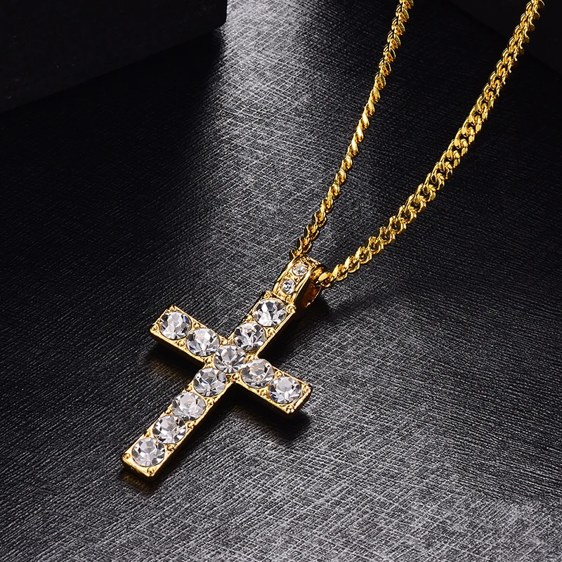 Фото Крест регулируемые стразы золотые вечерние ожерелья с подвеской - купить