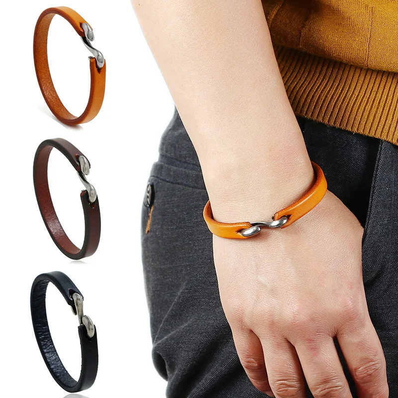 High Quality 1PC Girls Hook Hot Sale 2 Sizes Women Male Black/Brown Punk PU Rock Leather Bracelet Wristband Bangle
High Quality 1PC Girls Hook Hot Sale 2 Sizes Women Male Black/Brown Punk PU Rock Leather Bracelet Wristband Bangle