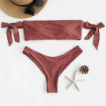 ZAFUL Sexy Women Tie Off The Shoulder Bikini Set Strapless High Leg Bikini Padded Swimwear Women Swimsuit Biquini Femme
ZAFUL Sexy Women Tie Off The Shoulder Bikini Set Strapless High Leg Bikini Padded Swimwear Women Swimsuit Biquini Femme
