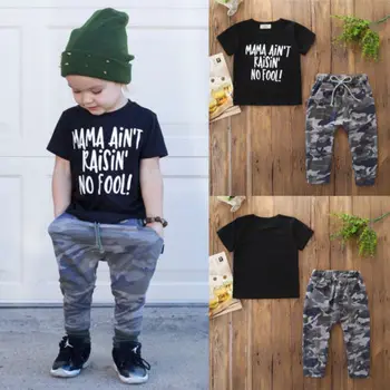 Hot Caual Toddler Kids Boys Short Sleeve Letter T-shirt+Long Camo Pants 2Pieces Outfits Sets
Hot Caual Toddler Kids Boys Short Sleeve Letter T-shirt+Long Camo Pants 2Pieces Outfits Sets