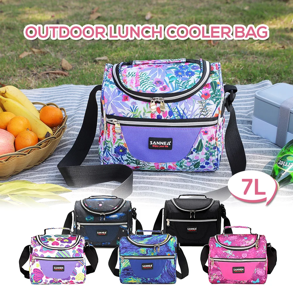 Изолированная сумка для ланча 7L пикника еды Сумка кемпинга барбекю Bento Box Cooler 2019 |