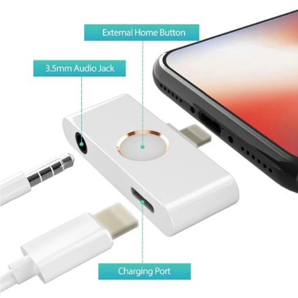 For iPhone X XR XS 8 Ipad iOS 12 11 10 Home Button Audio Adapter Headphone Converter Support Home Key Audio 3.5mm Jack and Lis
For iPhone X XR XS 8 Ipad iOS 12 11 10 Home Button Audio Adapter Headphone Converter Support Home Key Audio 3.5mm Jack and Lis