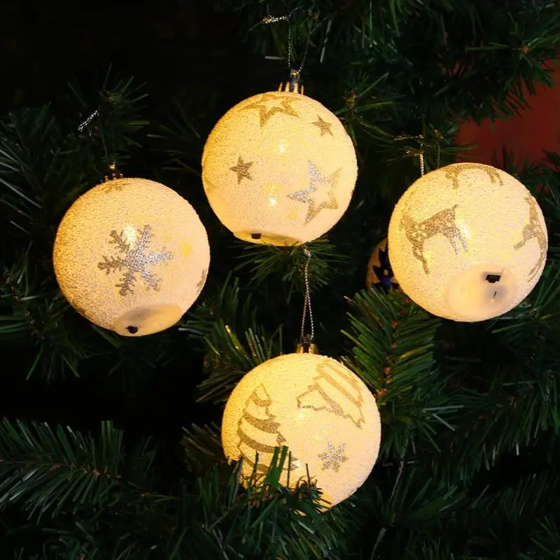 

2019 Xmas Christmas Tree Hanging LED Light Balls Snowflake Elk Star Tree Wedding Ornaments Festival Home Outdoor Garland Decor