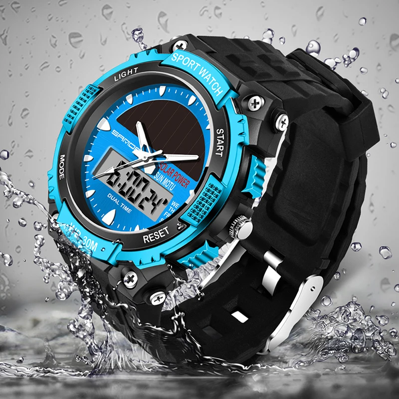 Solar Men's Watch Man Fashion Waterproof LED Digital Quartz Military Sports Watches Relogio Masculino Erkek Kol Saat Sanda 719
Solar Men's Watch Man Fashion Waterproof LED Digital Quartz Military Sports Watches Relogio Masculino Erkek Kol Saat Sanda 719