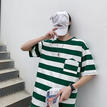 Summer New T Shirt Men Fashion Striped Casual Short-sleeved Tshirt Man Streetwear Wild Hip-hop Loose Cotton T-shirt Male Tops
Summer New T Shirt Men Fashion Striped Casual Short-sleeved Tshirt Man Streetwear Wild Hip-hop Loose Cotton T-shirt Male Tops