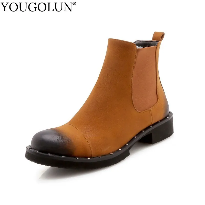 YOUGOLUN Women Chelsea Boots Ankle New Spring Autumn Ladies Elegant Woman Army Green Black Yellow Round toe Rivets Shoes A012
YOUGOLUN Women Chelsea Boots Ankle New Spring Autumn Ladies Elegant Woman Army Green Black Yellow Round toe Rivets Shoes A012